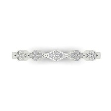 0.1 ctw Zirconia Diamond Women's Wedding Band  Stackable 14K White Gold Ring