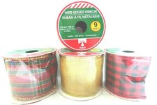 New 2.5" Wired Edged Ribbon Christmas Gold Buffalo Check Plaid  Choice