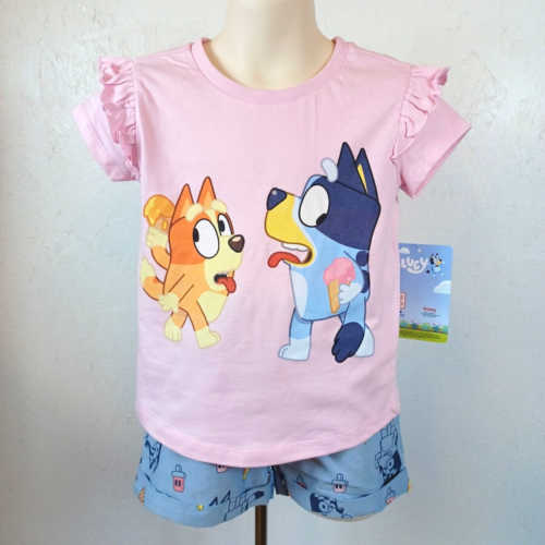 Bluey Girls T-Shirt & Shorts Set-4T-Pink-Blue-Bingo