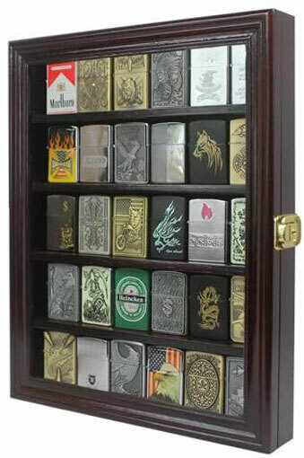 Sport Zippo Cigarette Lighter Display Case Wall Cabinet, Lockable, LC30-MAH