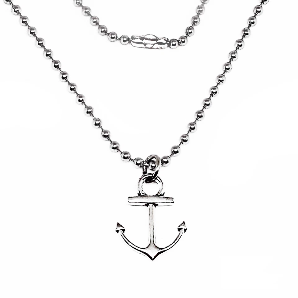 Collana lunga con ciondolo ANCORA a catena militare Acciaio inox argento da Uomo - Immagine 3 di 4