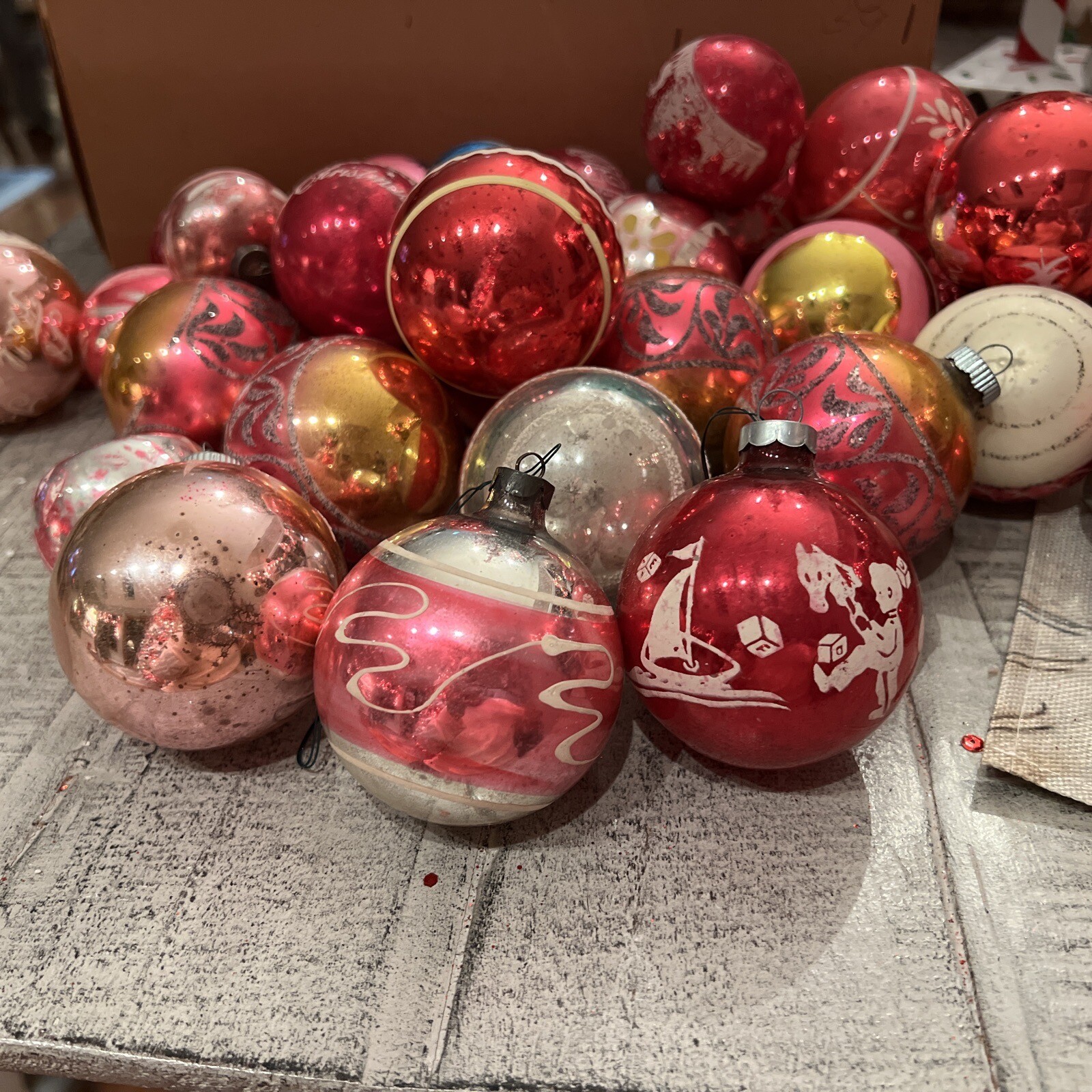 Vintage Lot Of Pink Antique Christmas Ornaments eBay