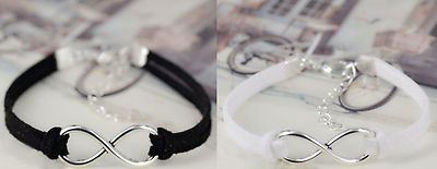 Infinity Armband weiß/schwarz aus Stoff - Fabric bracelet infinity black/white