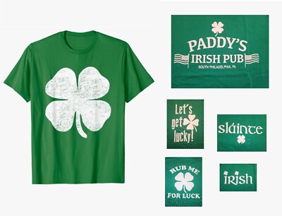   St Particks Day Mens Graphic T-Shirt Shamrock Irish Lucky Paddys Pub Slainte