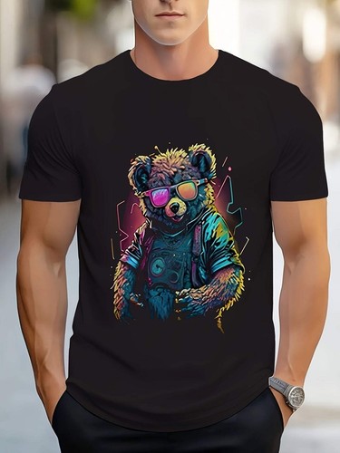 Men's Trendy Casual 3D Printed Round Neck T-shirt - Polyester Fiber, Geometric P - Picture 2 of 7