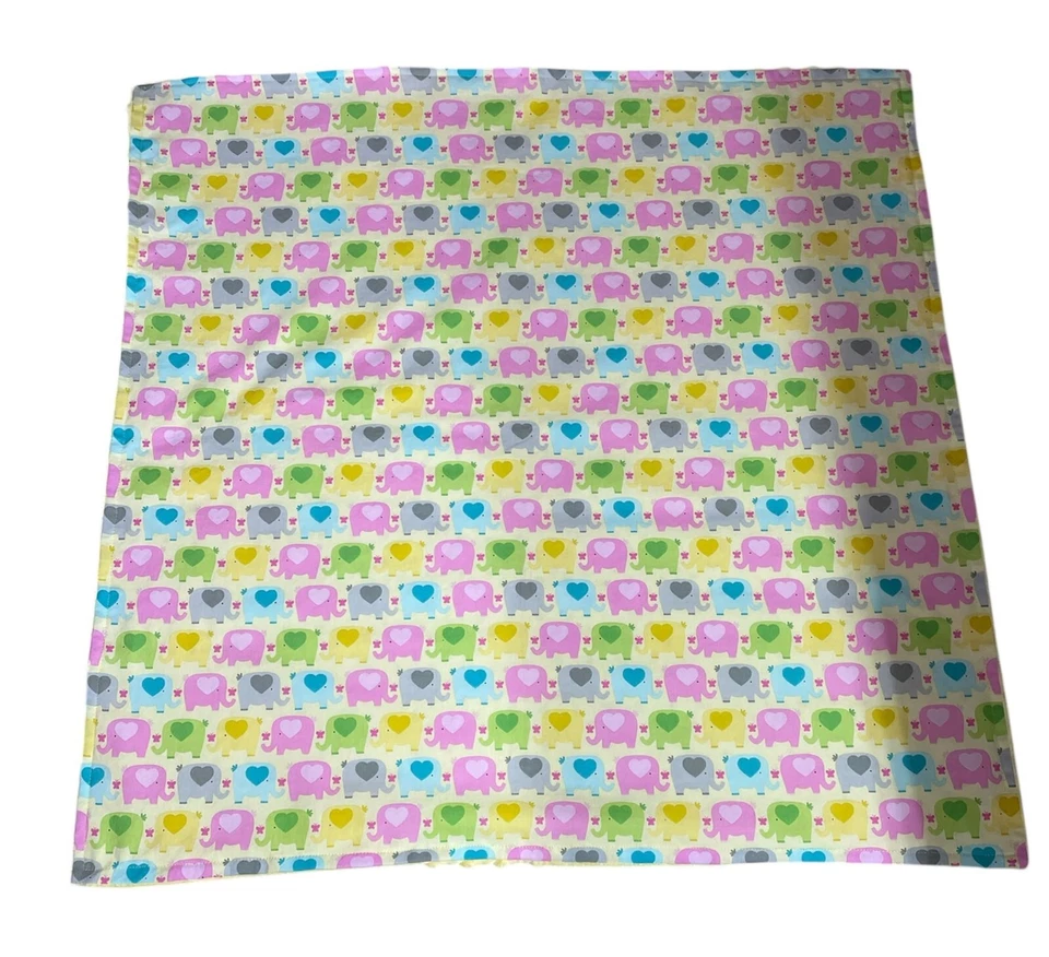 Manta bebé Minky de algodón hecha a mano amarilla multicolor elefantes Foto 3 de 4