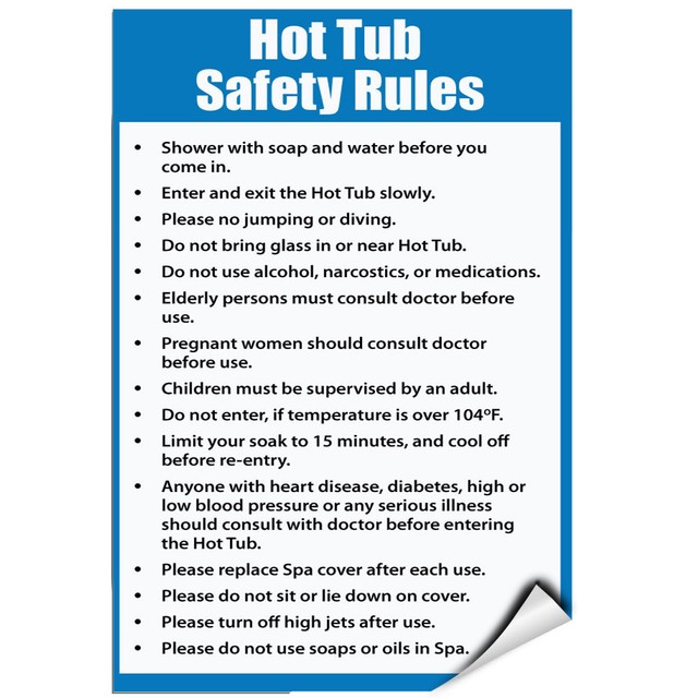 Hot Tub Safety Rules Follow & Obey Rules & Regulationsα. LABEL DECAL