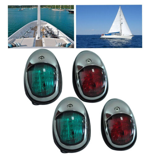 LED Navigation Lights Stainless Steel Enclosure Port/Starboard Marine/Boat 2 Pairs-