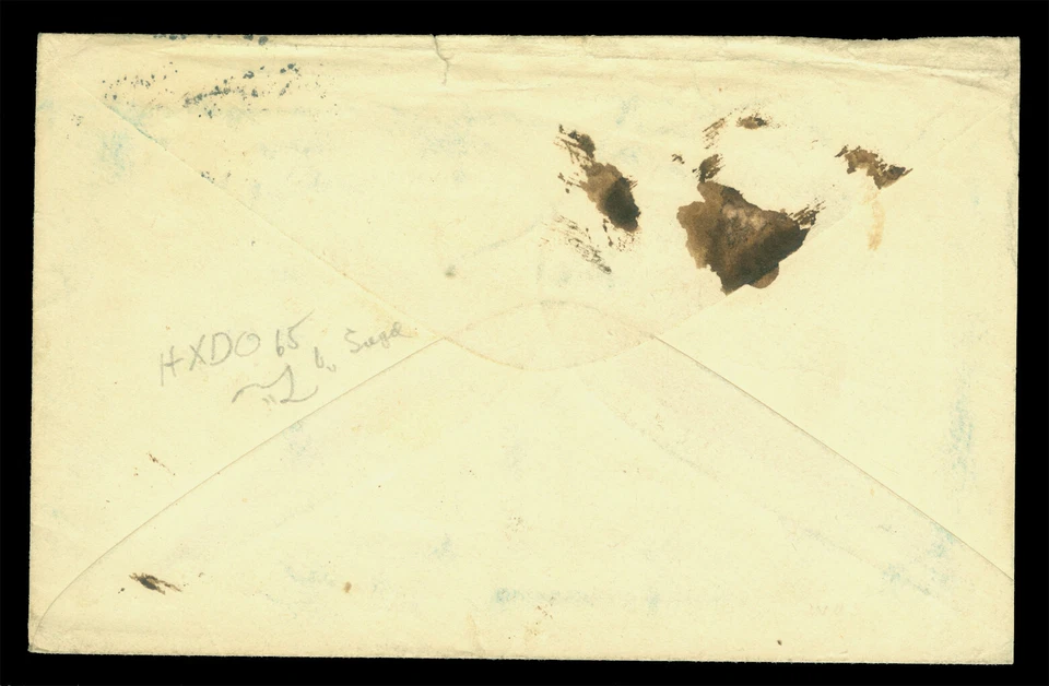 US 1859 ENTIRE 10c yellow green  Sc# U17a  "San Francisco Cal 19 Feb"  to Mass. - Image 2 of 2