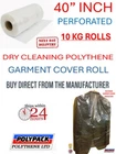 40" DROP, 80G 10KG POLYTHENE GARMENT COVERS ROLL - APPROX 365 BAGS UK MADE