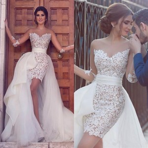 detachable tulle train wedding dress