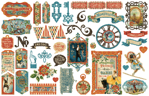 GRAPHIC 45 "COME ONE COME ALL"  EPHEMERA DIE CUTS CIRCUS HTF  SCRAPJACK'S PLACE - Picture 2 of 2