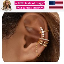 Ear Cuff Earrings for Women Non Piercing 14K Gold Plated Ear Cuff for Non Pie...