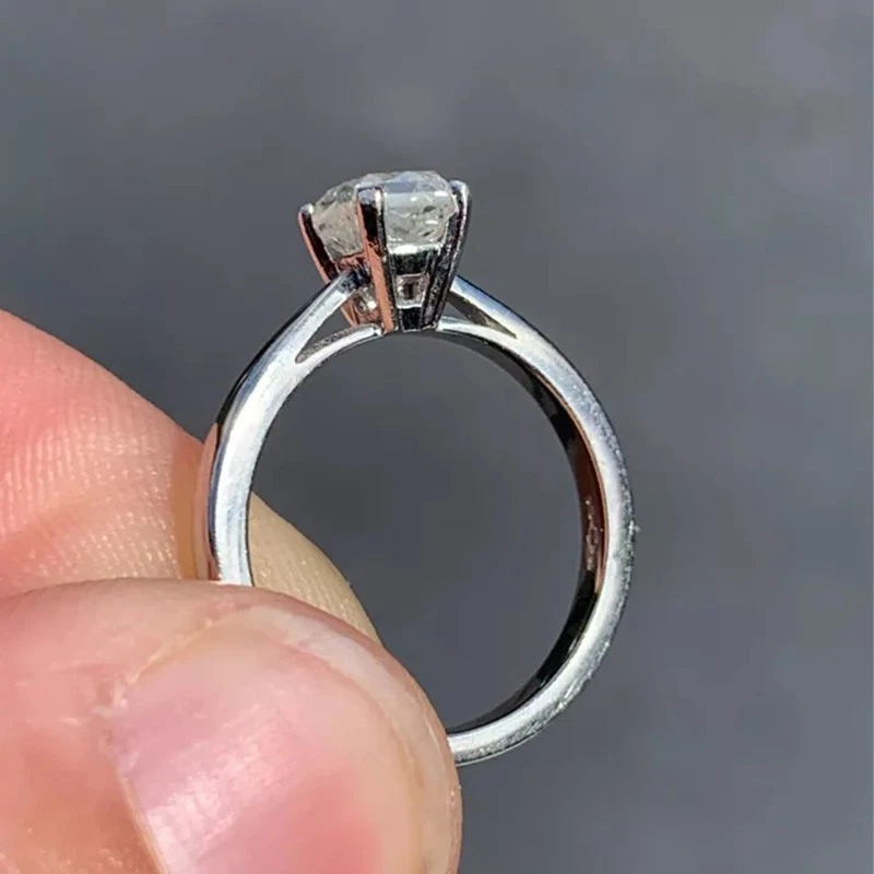 2Ct Radiant Cut Solitaire Diamond Engagement Ring 14K White Gold Solid Size 5-10 - Image 4 of 4