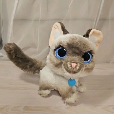 FurReal Friends Lucky Kitty Interactive Plush Cat Blue Eyes Works Hasbro 8 