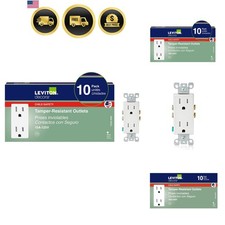 15 Amp Decora Tamper-Resistant Duplex Electrical Wall Outlet, 10 Pack, , White