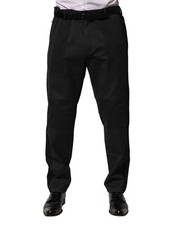 Dolce & Gabbana Black Cotton Dress Slim Formal Men's Pants