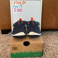 Plae Sam 2.0 Boys Fisherman Sandals Size 7, Navy/Green/Orange