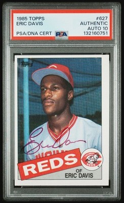 1985 Topps   Eric Davis   627 Reds Rookie Card Signed PSA Authentic Auto 10