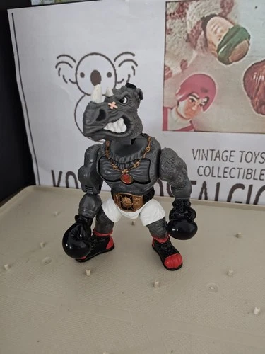 Vintage TMNT Ninja Turtles Figure Power Punchin Rocksteady 1993