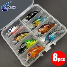 8pcs Crank Bait Minnow Fishing Lure Set Floating Artificial Bait Topwater Fishin