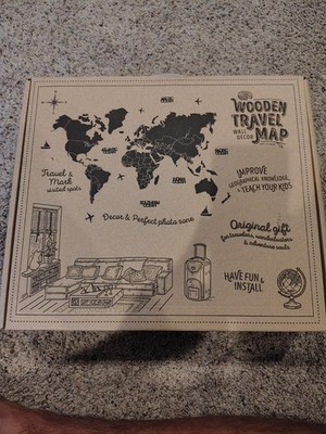 Enjoy The Wood Wooden World Map Travel Wall Decor, Medium 39x24 in Brown