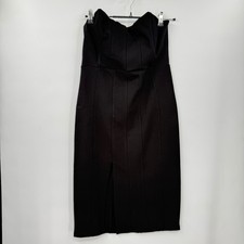 Fashion Nova Mykonos Corset Midi Dress Black Strapless Slit Size L