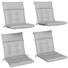 Image of Outsunny Garden Chair Cushions Set of 4, Waterproof Seat Pads, Light Grey