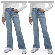 2 Pairs Girls Levi Comfort Stretch Flare Denim Medium Wash Jeans  mth.off.tcpl 