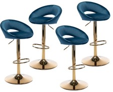 Velvet Swivel Bar Stools Set of 4 with Open Back