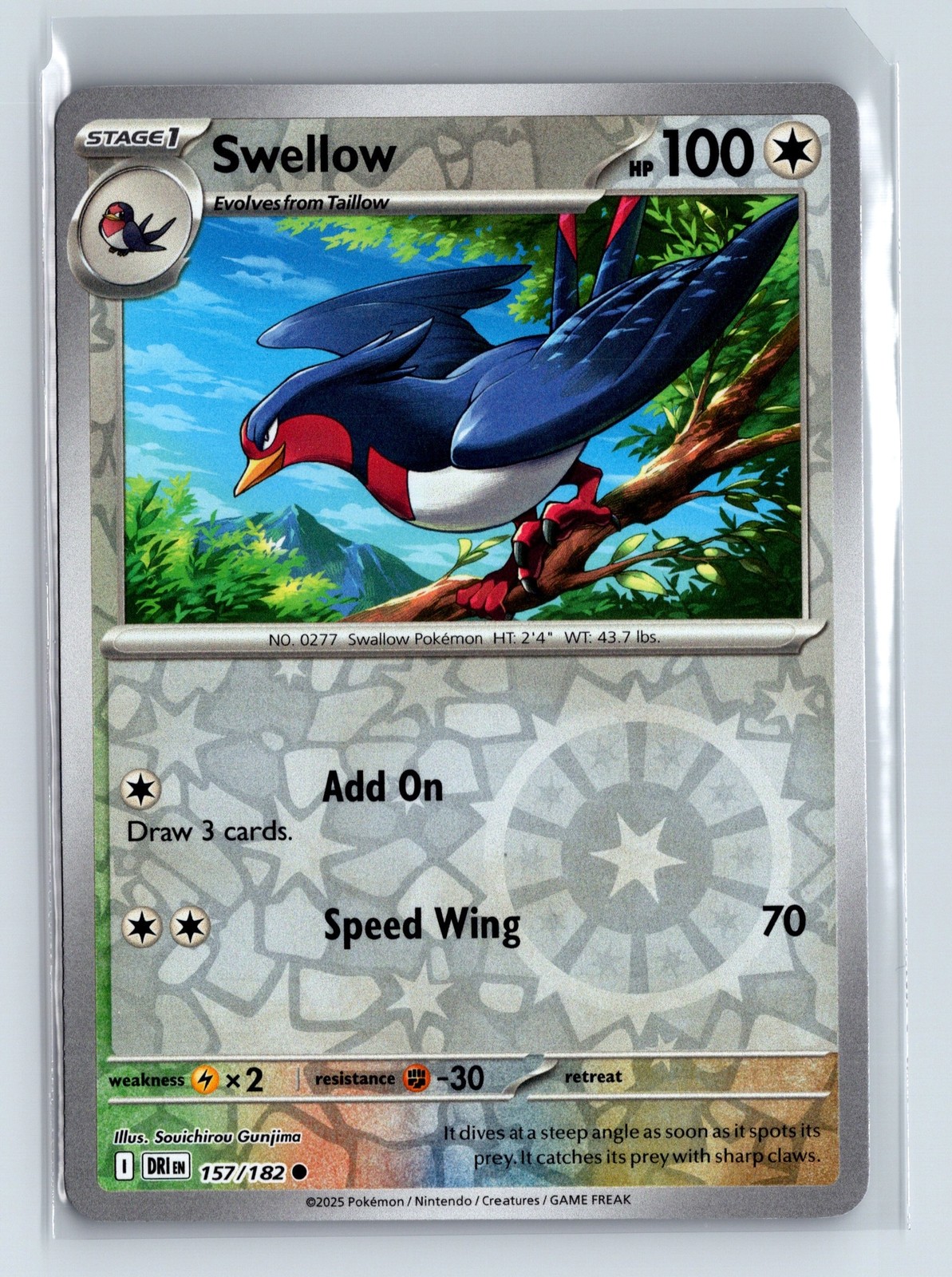 Pokemon SV10: Destined Rivals - Swellow #157/182 Reverse Holo