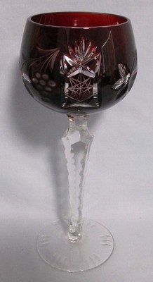 Imperial Crystal 519 Cut to Clear Ruby 7 5/8'' Wine Hock Stem Goblet Traube