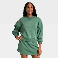 Women Airy Sleek Pique Crewneck Sweatshirt - All In Motion Dark Green