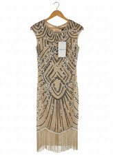 BABEYOND Women's Flapper Dresses 1920s Beaded Fringed Great Gatsby Dress XS
