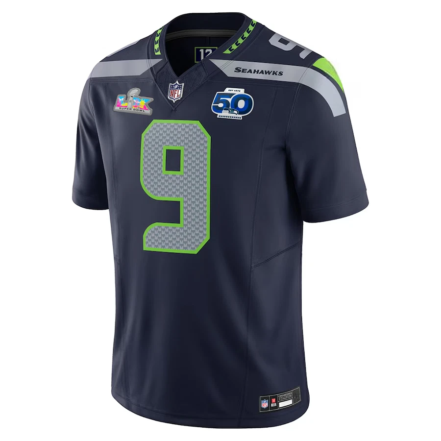 Seahawkss Men's #9 Kenneth Walker III 50th /Super Bowl LX Patch Game Jersey