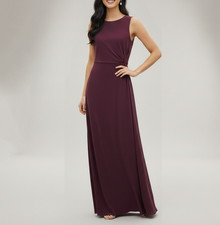 Ann Taylor Sleeveless Purple Faux Wrap Rouched Maxi Dress Formal Gown - Size 4