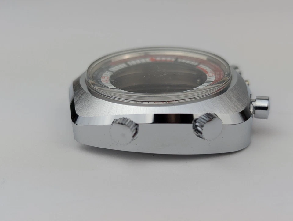 De colección Nuevo de Lote Antiguo Sorna World Time Bullhead Swiss 45mm SOLO CAJA DE RELOJ Piezas Reparación Foto 3 de 4