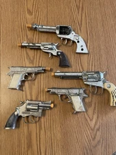 Lot of 6 Vintage Toy Cap Guns – Hubley Parts or repair