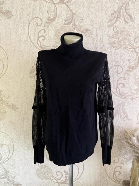 Women Piazza Italia Turtleneck Black Lace M