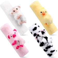 Datanly 4 Pcs Animal Car Seat Belt Covers Plush Seatbelt Strap multicolor