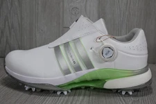 Adidas Tour360 24 BOA Golf Shoes White Silver Metallic Green IF0264