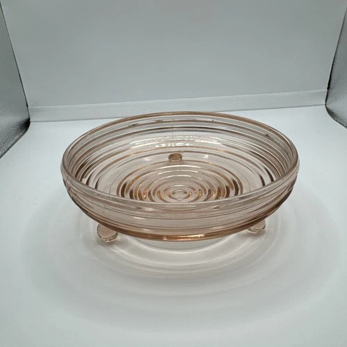 Anchor Hocking Manhattan Pink Depression 3 - Footed Open Candy Dish