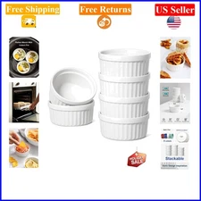 White 4 oz Ceramic Ramekins Set of 6 Oven & Dishwasher Safe