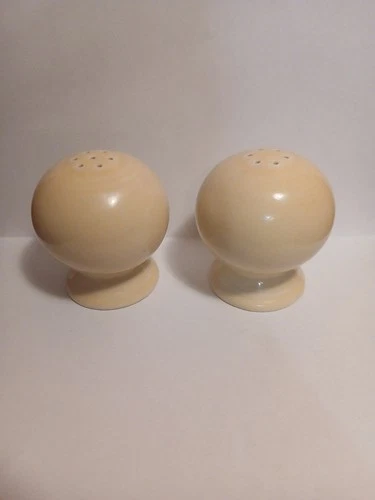 Fiesta Fiestaware Ivory Ball Salt & Pepper Shakers Rubber Stoppers