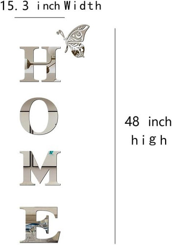 Home Wall Decor Letter Signs Acrylic Mirror Stickers Silver - Picture 2 of 7