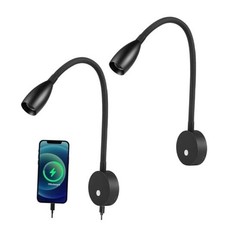 2 Pack RV Dimmable Reading Light, Full Metal Quick USB 2-Pack Mette Black