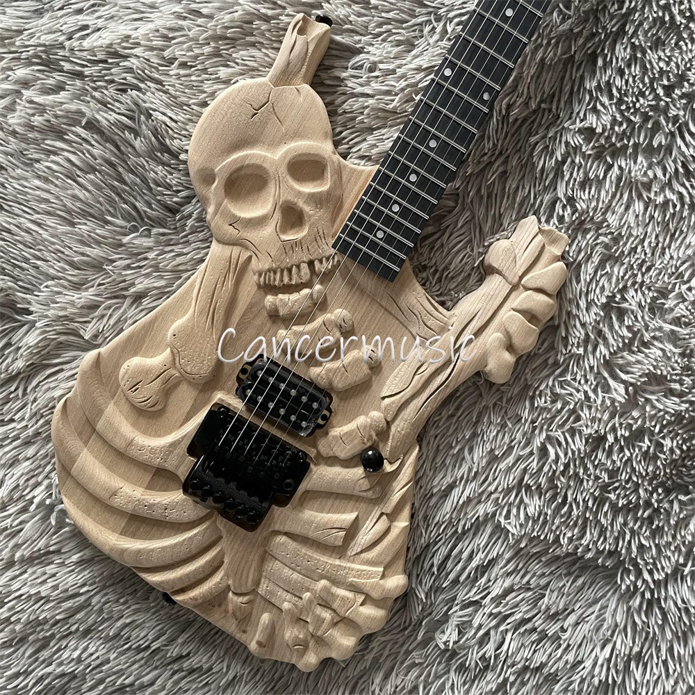 6 String J. Frog Electric Guitar Skull N Bones George Lynch Black