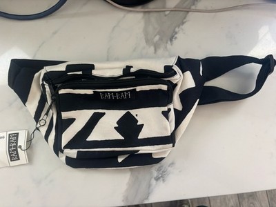 BAM BAM Printed Bum Bag Fanny Pack   Black & White Cotton Festival Crossbody