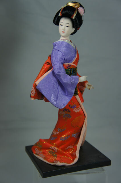Vintage Japanese Geisha Porcelain Features Figurine Doll Wood Base | eBay