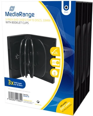3 Mediarange DVD Hüllen 10er Box 33 mm für je 10 BD / CD / DVD schwarz
